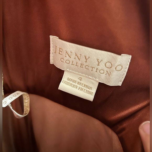 Jenny Yoo Ryland V-neck long sleeve open back stretch velvet gown English Rose. - Picture 2 of 4